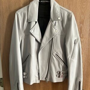 All Saints Gray Leather Jacket
